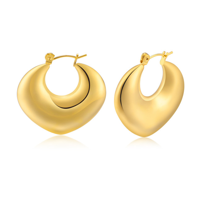 Wholesale Stainless Steel Puffed Heart Hoop Earring