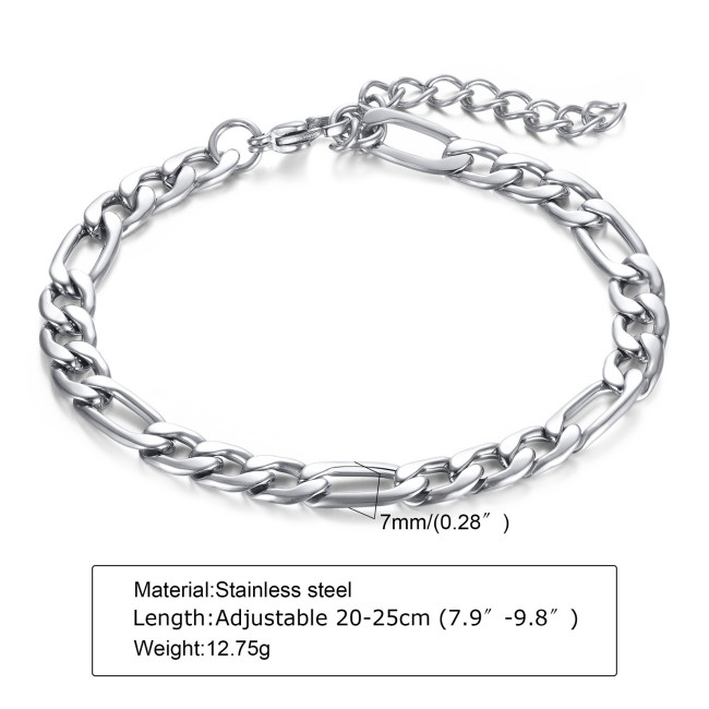 Wholesale Stainless Steel Figaro Chain Bracelet