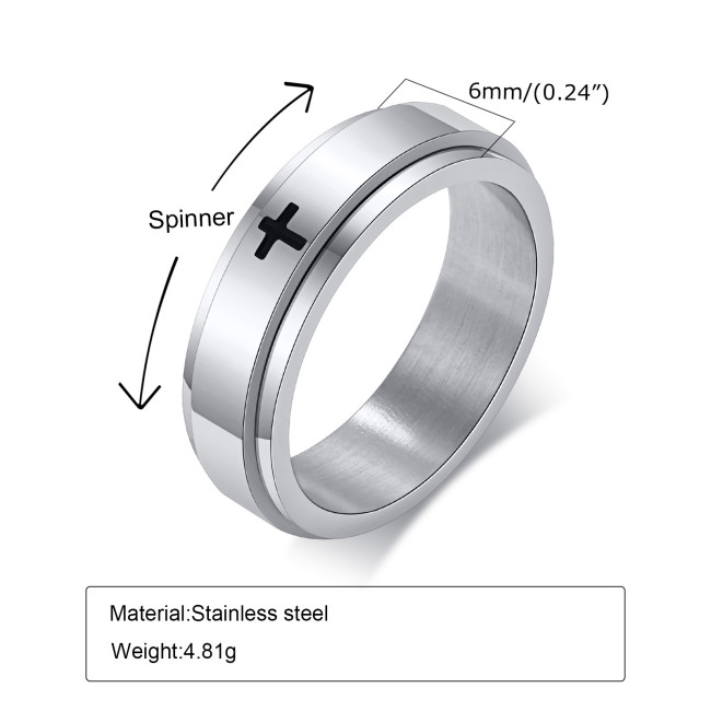 Wholesale Stainless Steel Cross Spinner Ring