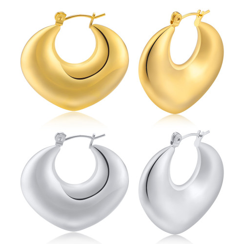 Wholesale Stainless Steel Puffed Heart Hoop Earring