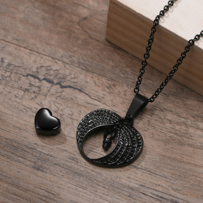 Wholesale Stainless Steel Angel Wings & Heart Cremation Pendant