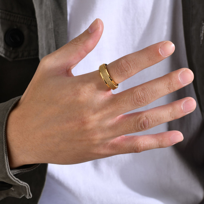 Wholesale Stainless Steel Mens Mesh Spinner Ring