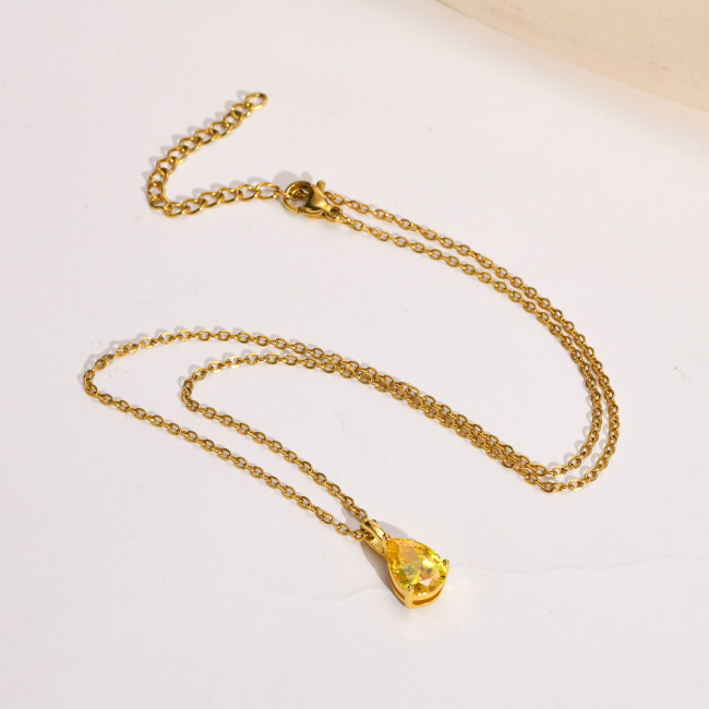 Wholesale Stainless Steel CZ Water Drop Pendant