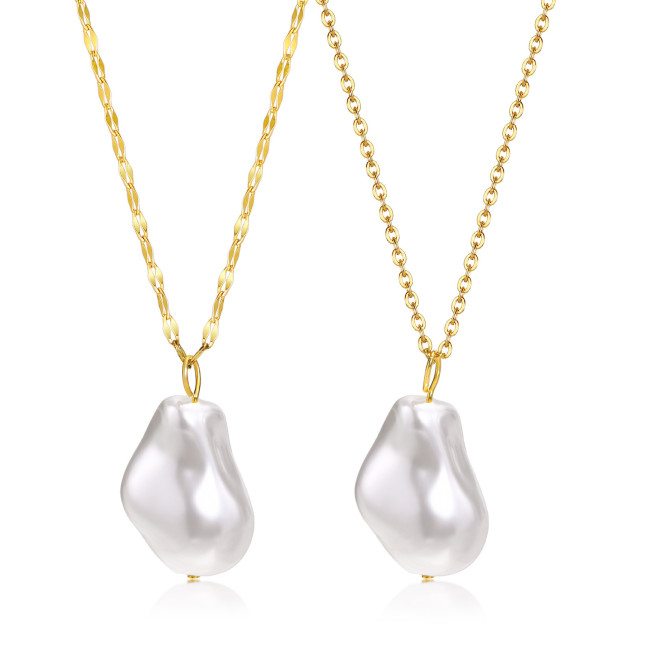 Wholesale Stainless Steel Baroque Pearl Hoop Earrings
