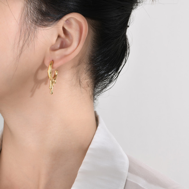 Wholesale Stainless Steel Stunning Drips Chunky Earrings