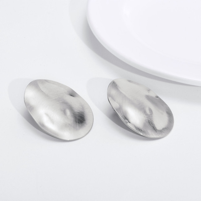Wholesale Stainless Steel Fashion Oval Matt Earrings