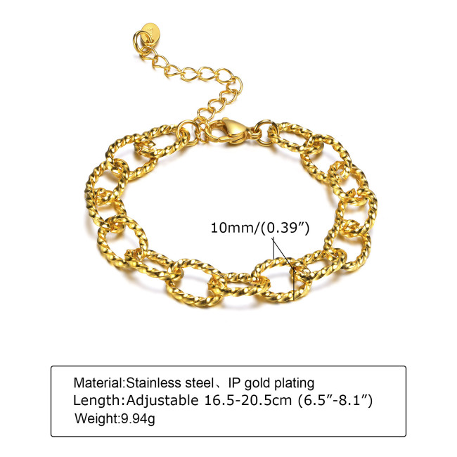 Wholesale Stainless Steel Twisted Link Chain Bracelet