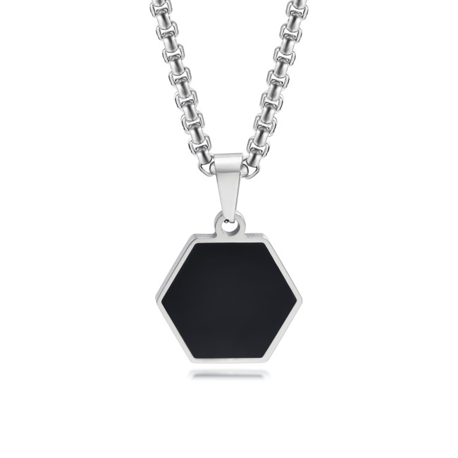Wholesale Stainless Steel Hexagonal Enamel Pendant