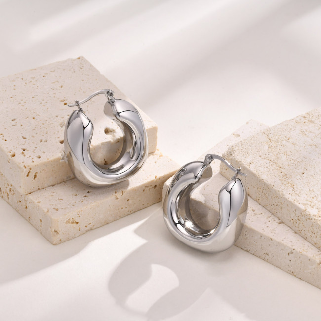 Wholesale Stainless Steel Chunky U Shape Hoop Earrings