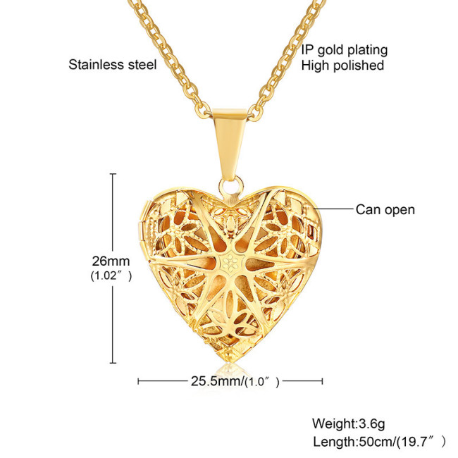 Wholesale Stainless Steel Custom Heart Photo Locket Necklace