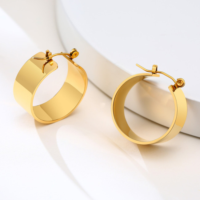 Wholesale Stainless Steel Wide Huggie Hoop Earrings