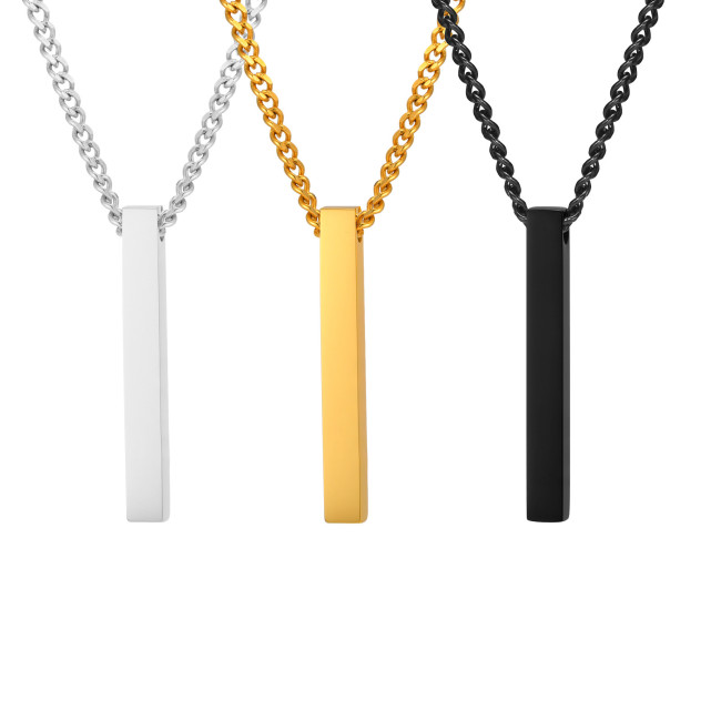 Wholesale Stainless Steel Engraved Vertical Bar Necklace for Men