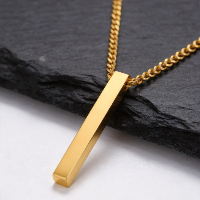 Wholesale Stainless Steel Engraved Vertical Bar Necklace for Men
