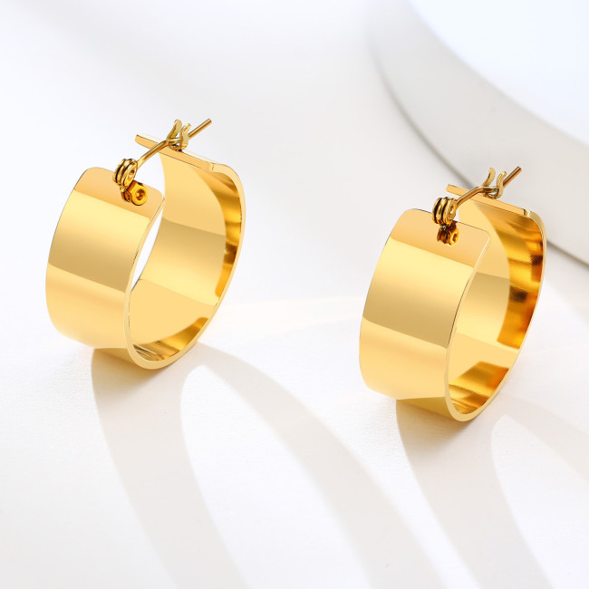 Wholesale Stainless Steel Wide Huggie Hoop Earrings