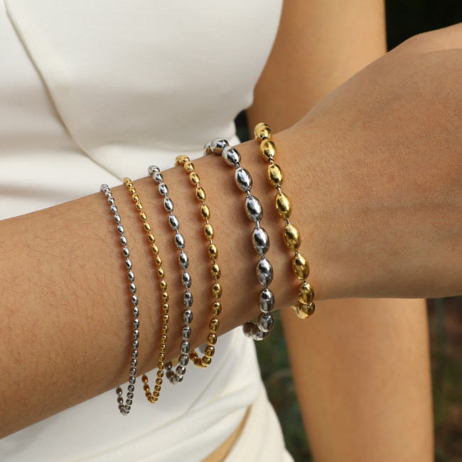 Wholesale Stainless Steel Oval Ball Chain Bracelet