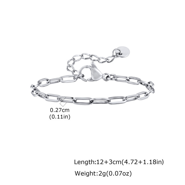 Wholesale Stainless Steel Paperclip Link Chain Bracelet