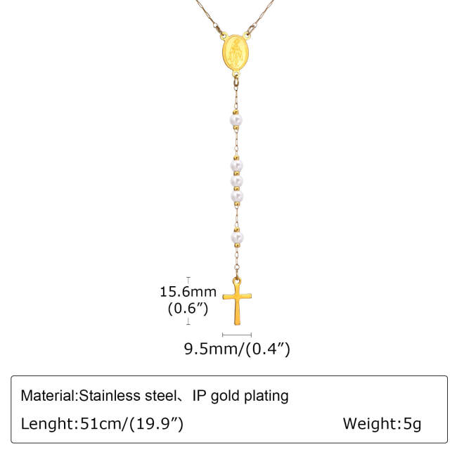 Wholesale Stainless Steel Rosy Cross Necklace