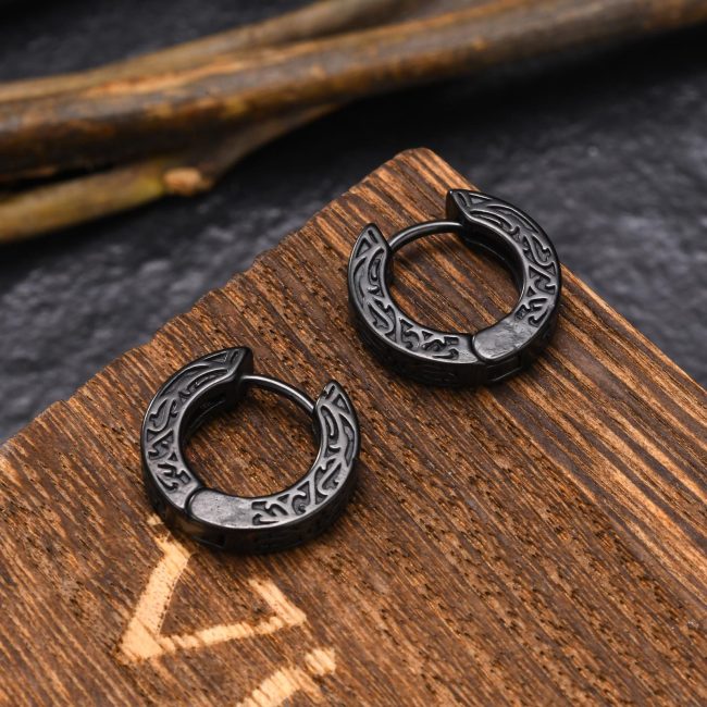 Wholesale Stainless Steel Mens Celtic Huggie Hoop Earrings