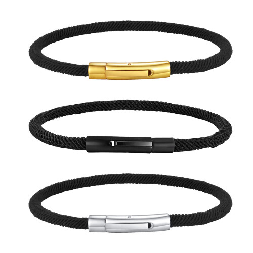 Wholesale Stainless Steel Black Milanese Rope Bracelet