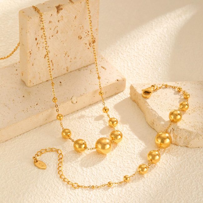 Wholesale Stainless Steel Balls Gold Necklace