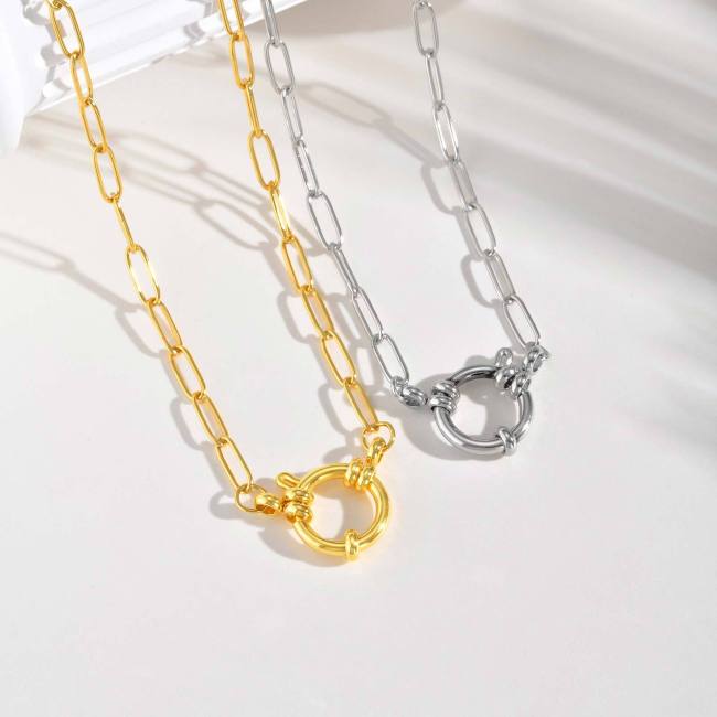 Wholesale Stainless Steel Fashion Paperclip Necklace