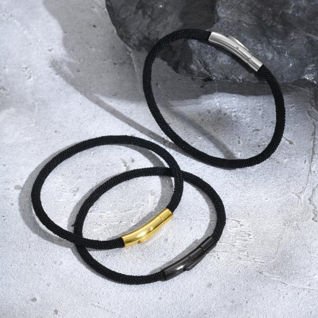 Wholesale Stainless Steel Black Milanese Rope Bracelet
