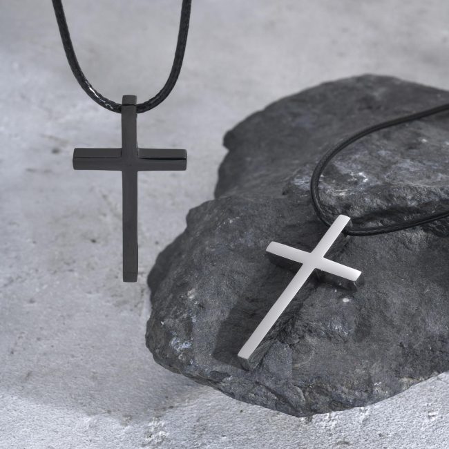 Wholesale Stainless Steel Minimalist Black Cross Necklace