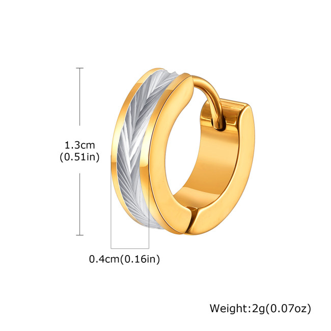 Wholesale Stainless Steel Two-tone Huggie Earrings