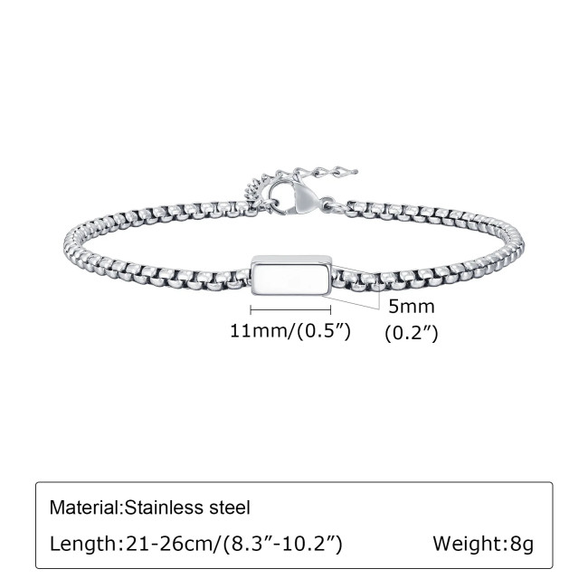 Wholesale Stainless Steel Black Box Chain Bracelet