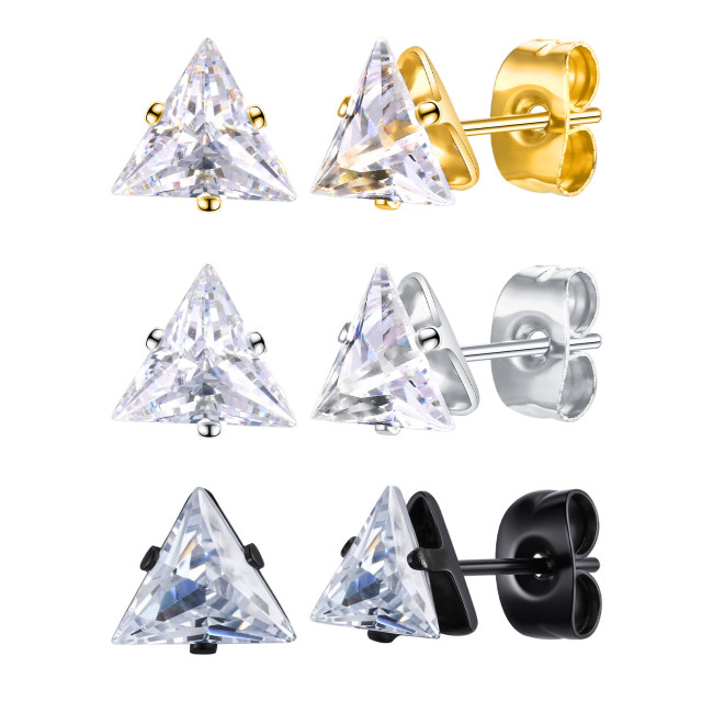 Wholesale Triangular Zirconia Stud Earrings
