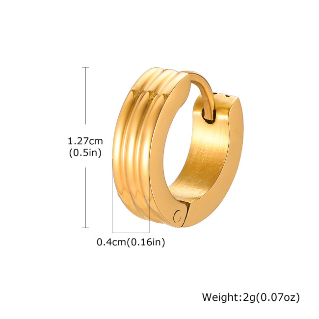 Wholesale Stainless Steel Men Double Groove Earring