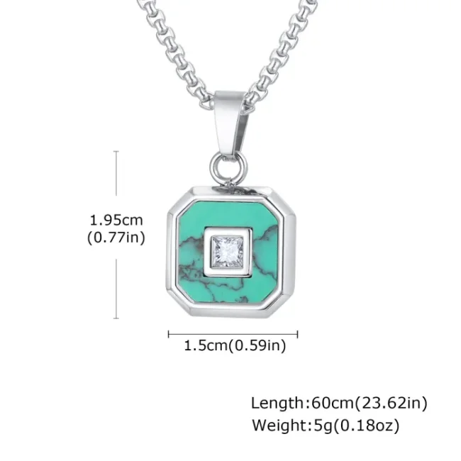 Wholesale Stainless Steel Lapis Lazuli Zircon Pendant