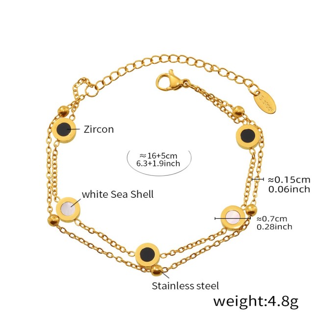 Wholesale Stainless Steel Onyx & White Stone Bracelet