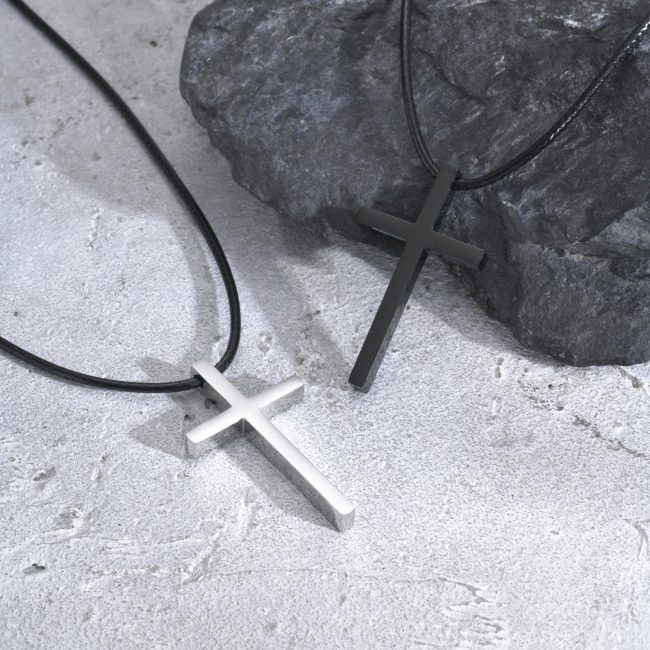 Wholesale Stainless Steel Minimalist Black Cross Necklace