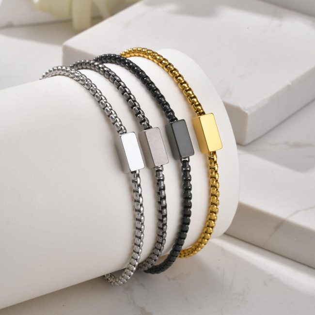 Wholesale Stainless Steel Black Box Chain Bracelet