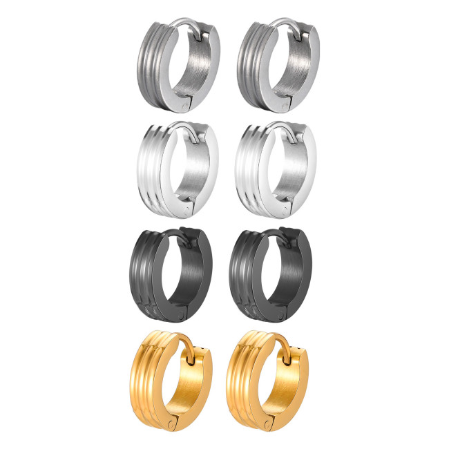 Wholesale Stainless Steel Men Double Groove Earring