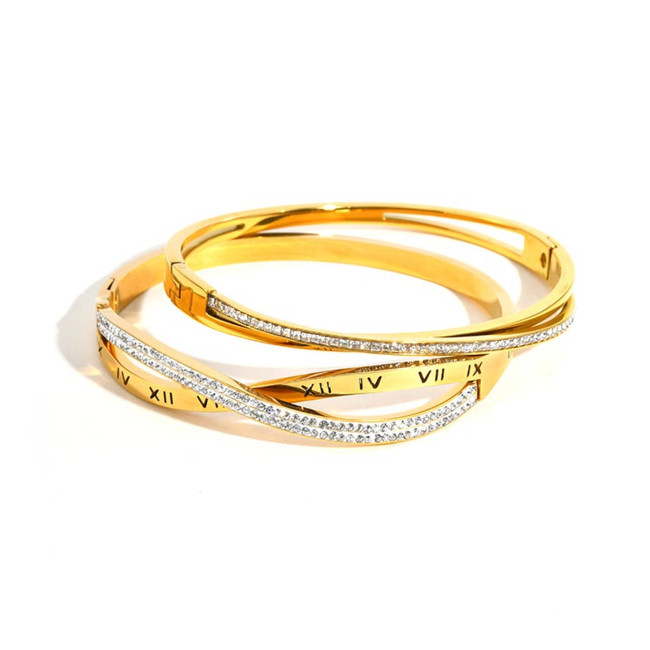 Wholesale Stainless Steel White CZ Interlocking Bangle