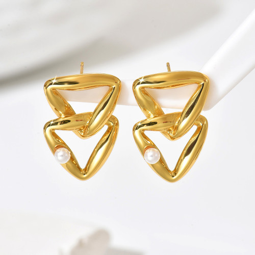 Wholesale Stainless Steel Interlocking Triangle Earrings