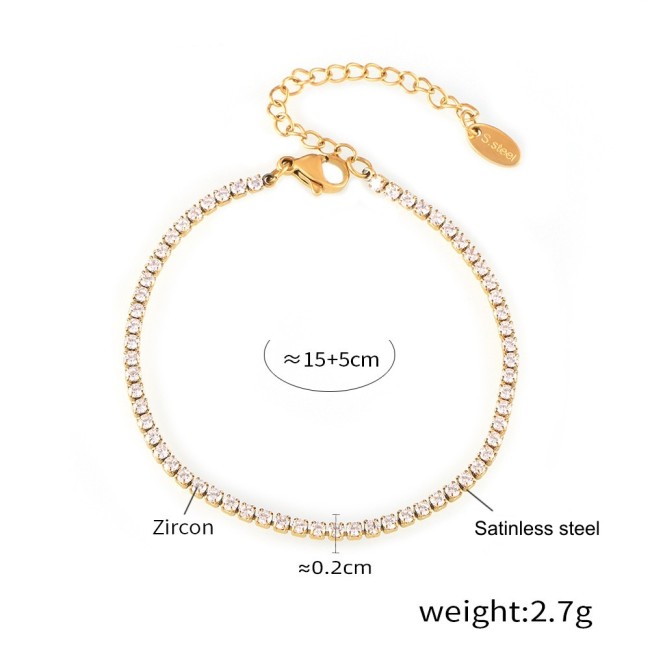 Wholesale Stainless Steel Sparkling 2mm Tennis Bracelet