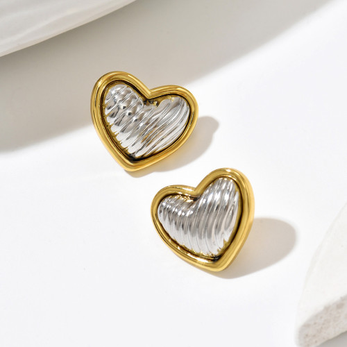 Wholesale Stainless Steel Puffy Heart Stud Earrings