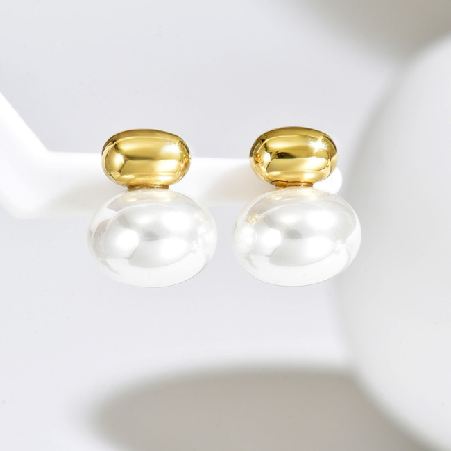 Wholesale Stainless Steel Irregular Pearl Stud Earrings