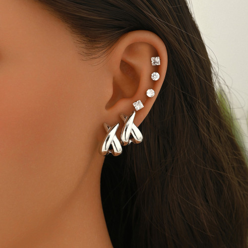 Wholesale Stainless Steel Criss-Cross Earrings Set