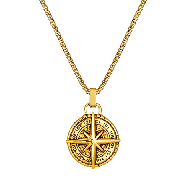 Wholesale Men's Stainless Steel Compass Pendant