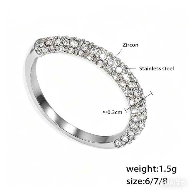 Wholesale Stainless Steel Ring with CZ