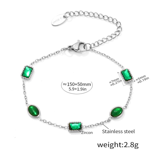 Wholesale Stainless Steel Emerald Zirconia Necklace