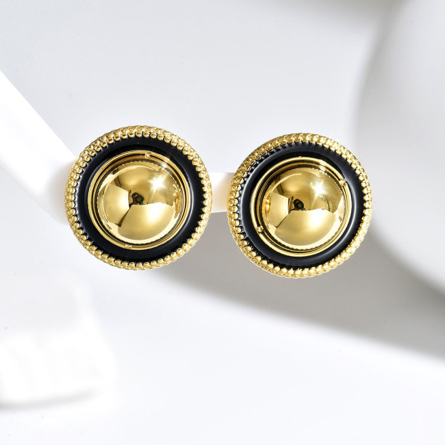 Retro French Style Stainless Steel Button Earrings Bulk