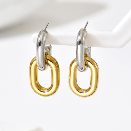 Wholesale Stainless Steel Two-Tone Link Earrings
