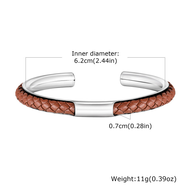 Wholesale Stainless Steel Braided Leather Bangle