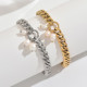 Wholesale Stainless Steel Cuban Link Pearl Bracelet