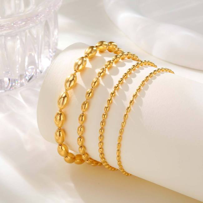 Wholesale Stainless Steel Rugby Bead Anklet